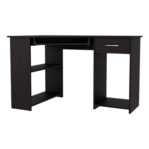 EKKO Corner Computer Desk L-Shaped Home Office Desk with CPU Space Wenge