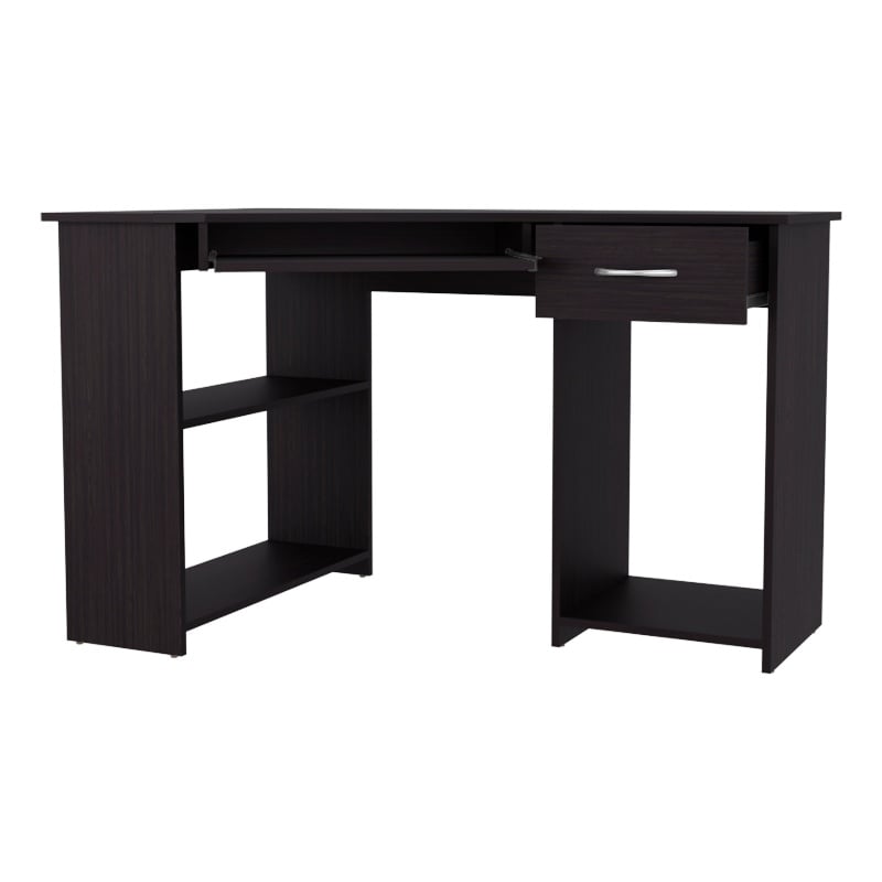 EKKO Corner Computer Desk L-Shaped Home Office Desk with CPU Space Wenge