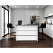FM FURNITURE Central Kitchen Island Spacious Storage White Black Engineered Wood