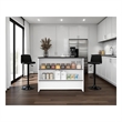 FM FURNITURE Central Kitchen Island Spacious Storage White Black Engineered Wood