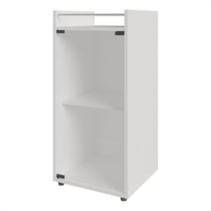 FM FURNITURE Glass Door Bar Cabinet with Shelves White Engineered Wood