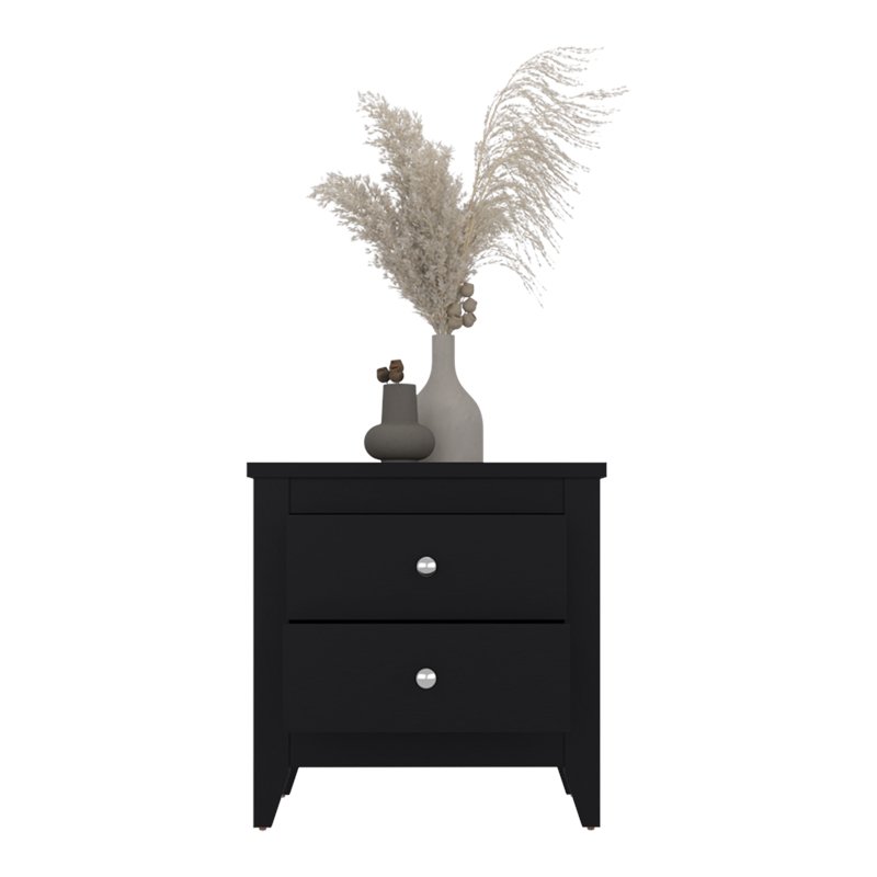 Arial Set of 2 Modern Wenge Nightstands with 2 Drawers for Bedroom Storage