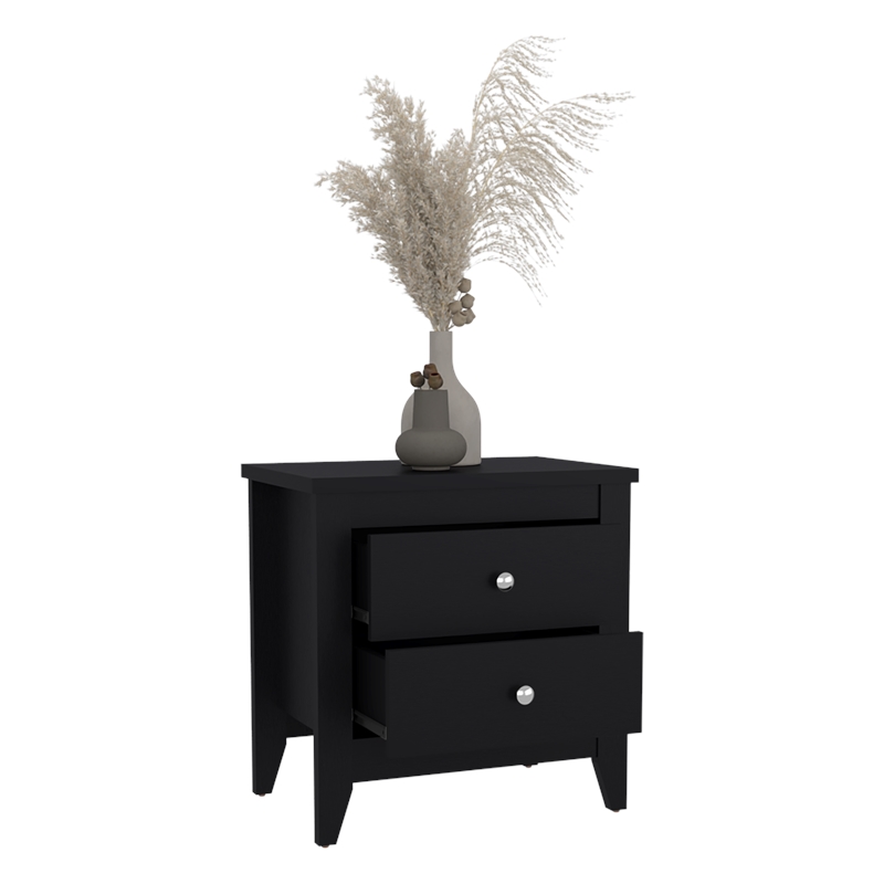 Arial Set of 2 Modern Wenge Nightstands with 2 Drawers for Bedroom Storage