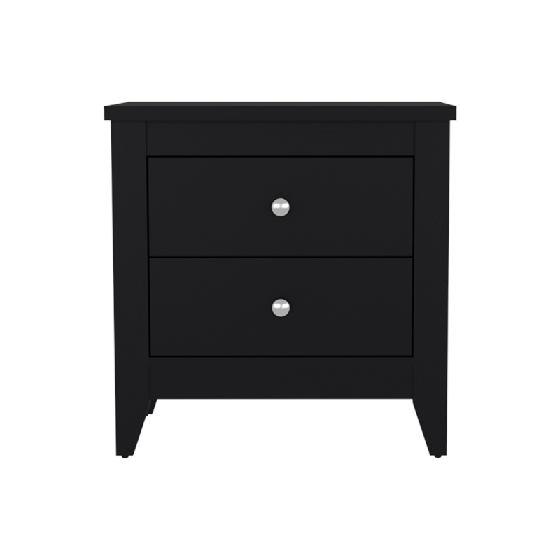 Arial Set of 2 Modern Wenge Nightstands with 2 Drawers for Bedroom Storage
