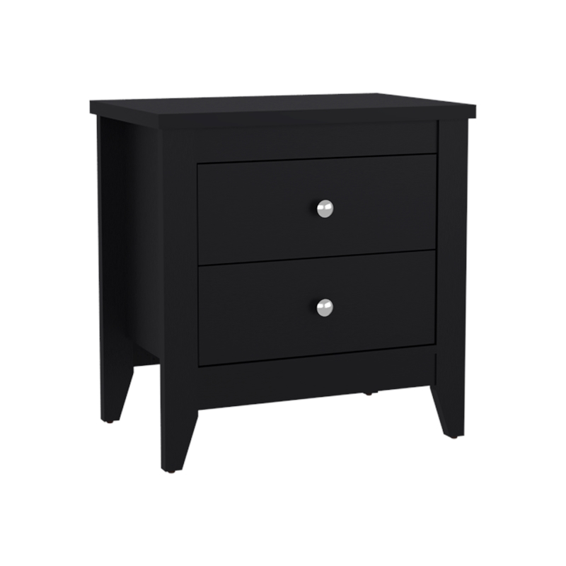 Arial Set of 2 Modern Wenge Nightstands with 2 Drawers for Bedroom Storage