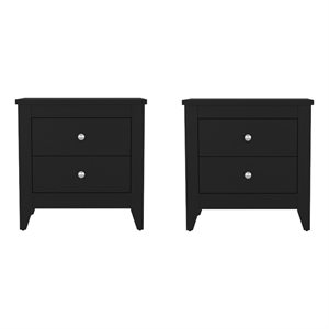 Arial Set of 2 Modern Wenge Nightstands with 2 Drawers for Bedroom Storage