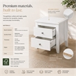 Arial Set of 2 Modern White Nightstands with 2 Drawers for Bedroom Storage
