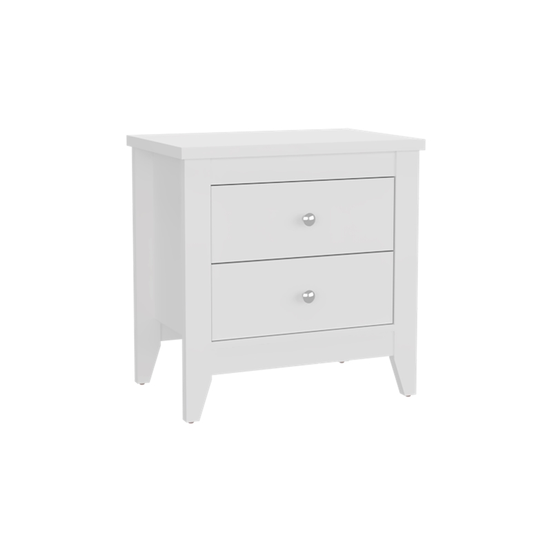 Arial Set of 2 Modern White Nightstands with 2 Drawers for Bedroom Storage