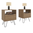 FM FURNITURE Texas Set of 2 Nightstands Bedroom Storage Tables Engineered Wood beige