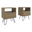 FM FURNITURE Texas Set of 2 Nightstands Bedroom Storage Tables Engineered Wood beige