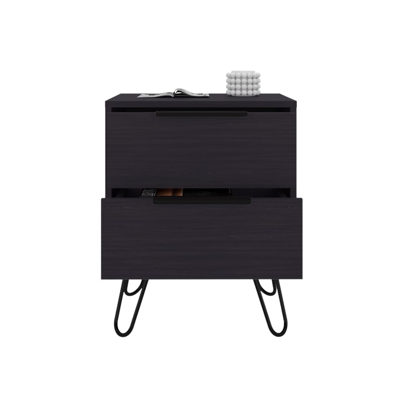 Seneca Set of 2 Modern Nightstands with 2 Drawers  Functional and Stylish Bedroom Furniture brown Engineered Wood