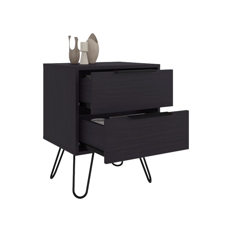 Seneca Set of 2 Modern Nightstands with 2 Drawers  Functional and Stylish Bedroom Furniture brown Engineered Wood