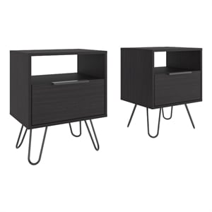 Seneca Set of 2 Modern Nightstands with 2 Drawers  Functional and Stylish Bedroom Furniture brown Engineered Wood