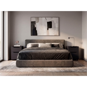 Ocala Set of 2 Nightstands Modern Bed Set with Storage Drawer & Shelf Wenge