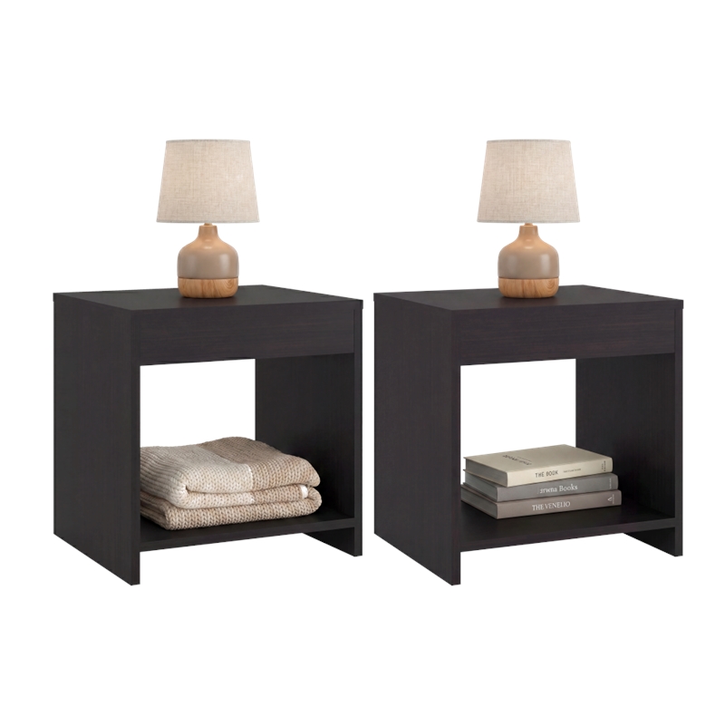 Chroma Nightstands Set of 2 Modern Minimalist Bedroom Tables Open Storage Wenge