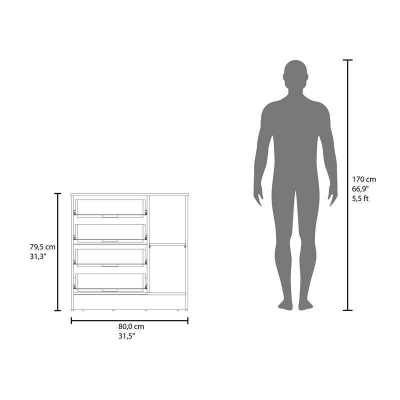 Lund Set of 2 Dressers Minimalist Modern Style High Capacity Bedroom Storage Furniture Engineered Wood  Brown