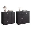 Lund Set of 2 Dressers Minimalist Modern Style High Capacity Bedroom Storage Furniture Engineered Wood  Brown