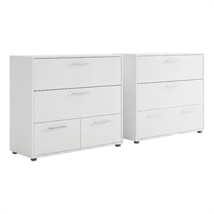 Kiruna Set of 2 Small Dresser  Minimalist Modern Style  High Capacity Bedroom Storage Furniture Engineered Wood White