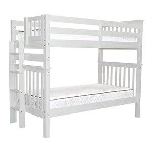 bedz king pine wood tall twin over twin bunk bed with end ladder