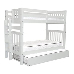 bedz king pine wood tall twin over twin bunk bed with twin trundle