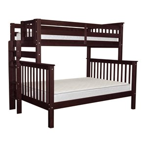 bedz king pine wood twin over full bunk bed with end ladder