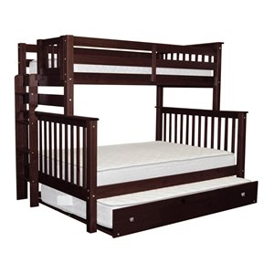 bedz king pine wood twin over full bunk bed with full trundle