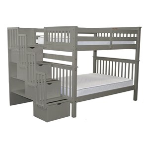 bedz king transitional wood full over full stairway bunk bed