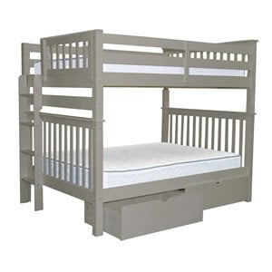 bedz king pine wood full over full bunk bed with 2 under drawers