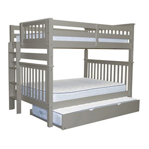 bedz king pine wood full over full bunk bed with twin trundle