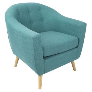 lumisource rockwell modern wood and fabric accent chair in natural/blue