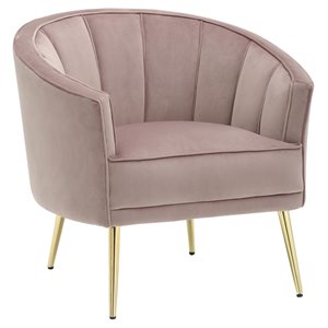 lumisource tania velvet foam and metal accent chair in gold/blush pink