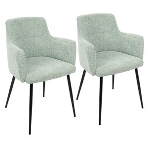 lumisource andrew wood and polyester chair in green/black (set of 2)