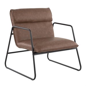 lumisource casper pu leather and steel arm chair in black/espresso