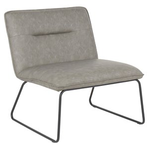 lumisource casper pu leather and steel accent chair in black/gray