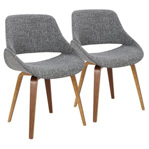 lumisource fabrico wood fabric and foam chair in walnut/gray (set of 2)
