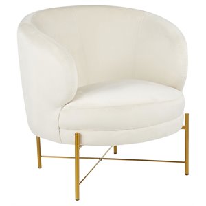 lumisource chloe steel and velvet accent chair in gold and cream
