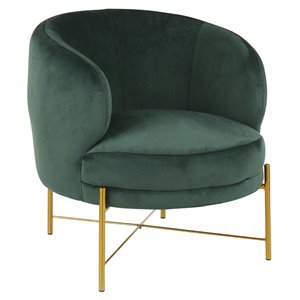 lumisource chloe steel and velvet accent chair in gold/emerald green