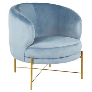 lumisource chloe steel and velvet accent chair in gold/powder blue