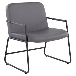 lumisource duke steel and pu leather accent chair in black/gray