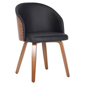lumisource ahoy bamboo and pu leather side chair in walnut/black