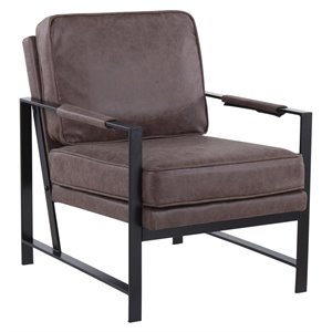 lumisource franklin steel and pu leather arm chair in black/espresso