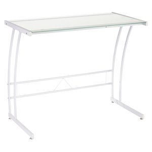 lumisource sigma contemporary metal and glass computer desk in white
