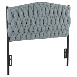 lumisource matisse twin size fabric and metal braided headboard in black/blue
