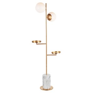 lumisource butler contemporary metal and marble floor lamp in gold and white