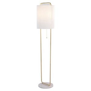 lumisource claire contemporary marble and linen floor lamp in white/antique gold