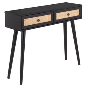 lumisource bora bora contemporary mdf wood and fabric console table in black