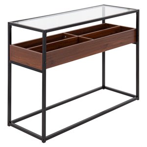 lumisource display contemporary wood and metal console table in black/walnut