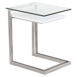 lumisource zenn stainless steel and wood nesting table in white