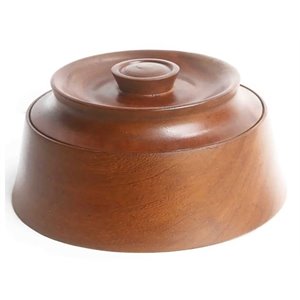 house of avana hand-carved traditional iroko solid wood bread box in brown