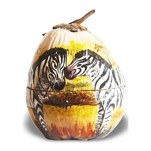 house of avana zebra love hand-painted natural coconut wood icebox in yellow